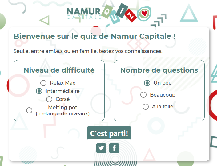 Namur Capitale Quiz Page Accueil Screenshoot